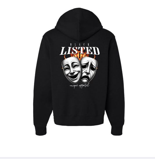 Black listed unisex mid-weight unisex hoodie. Classic fit